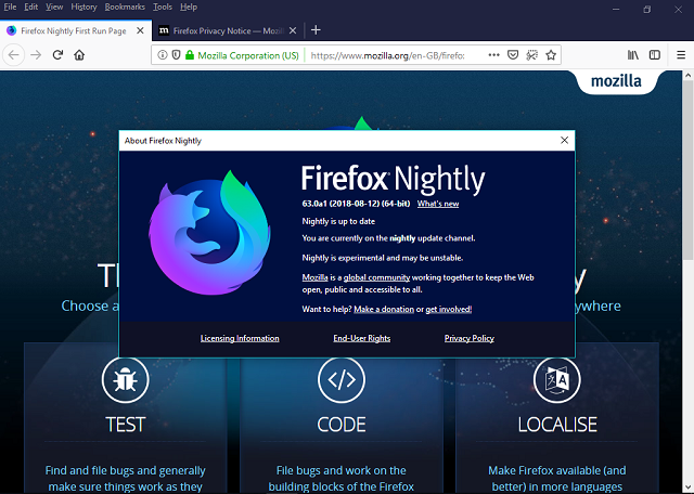 Firefox nightly
