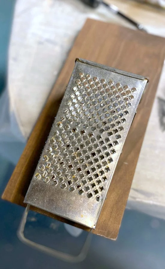 Vintage cheese grater wall vase