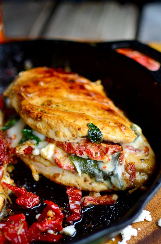 Sundried Tomato, Spinach, and Cheese Stuffed Chicken Serves 2 Yummy