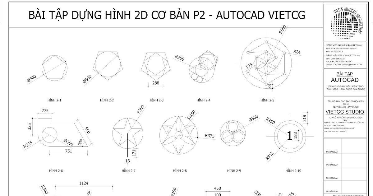 Học cơ khí  Bài tập thực hành AutoCAD 2D