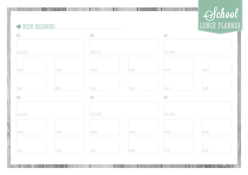 Home Organizer: Free Printable School Lunch Planner