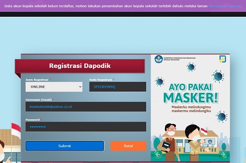 Cara Mengatasi Data Akun Kepala Sekolah Belum Terdaftar Mohon Lakukan Penambahan Akun Kepala Sekolah Dapodik Versi 2021 Sinau Thewe Com