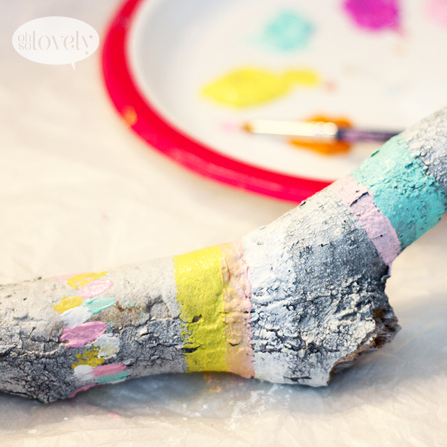 DIY  //  PAINTED STICKS WALL HANGING TUTORIAL, Oh So Lovely Blog
