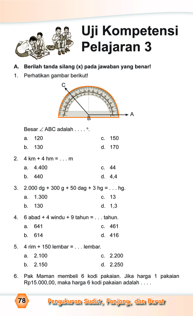 Soal Pengukuran Sudut Kelas 4 Sd