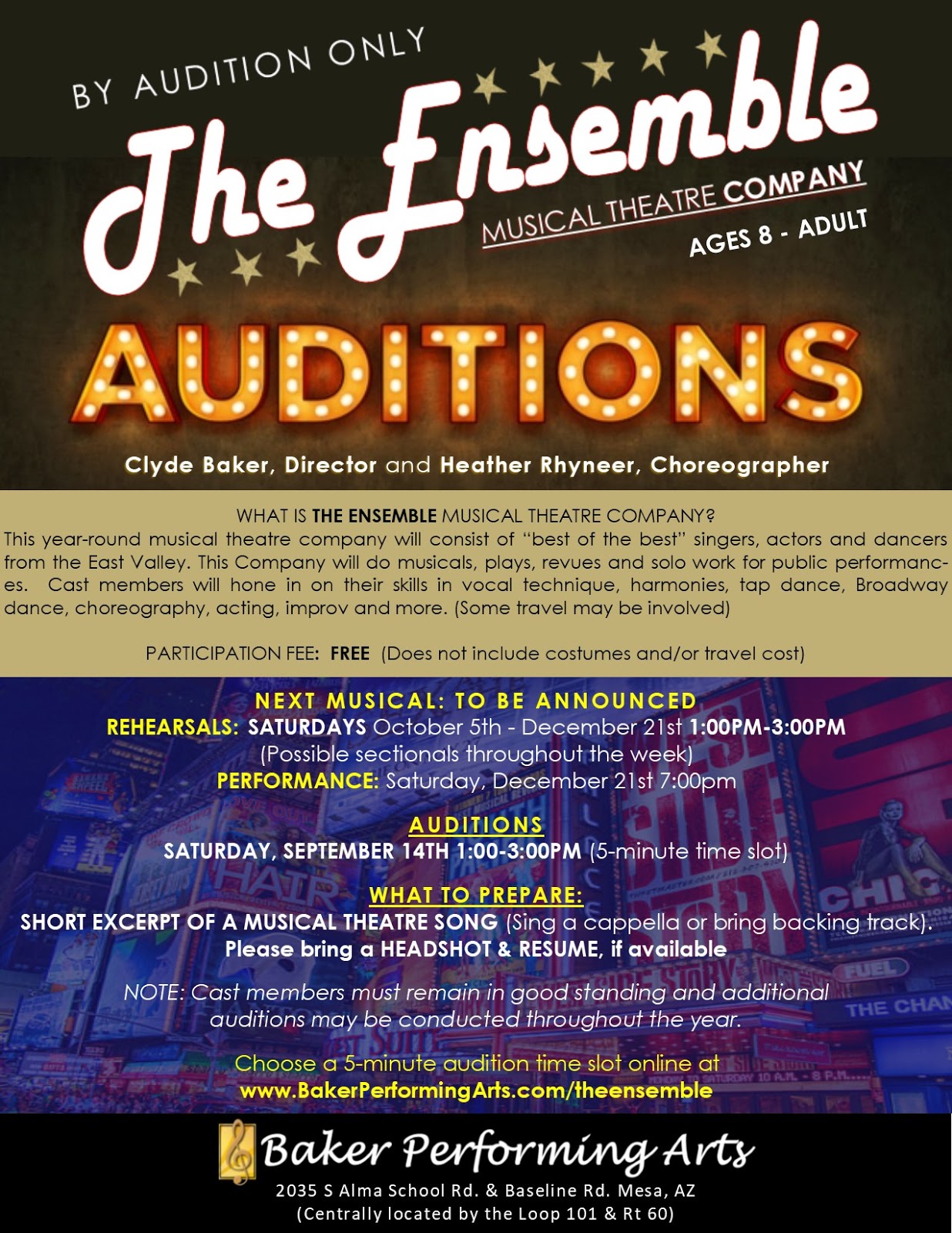 PHX Stages audition notice Baker Performing Arts' THE ENSEMBLE