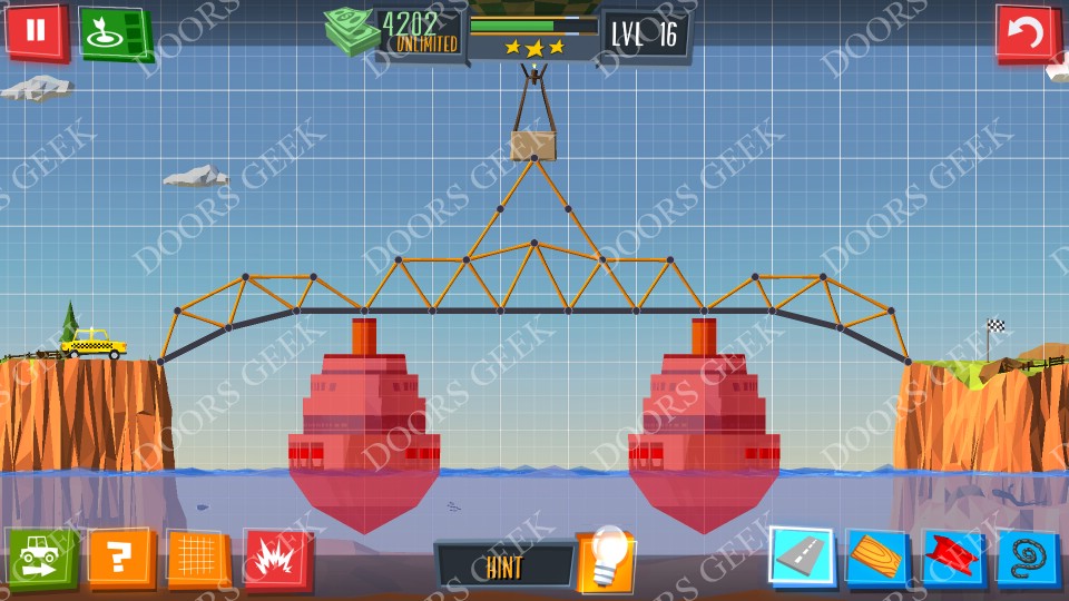 Build a Bridge! Level 16 Solutions Doors Geek