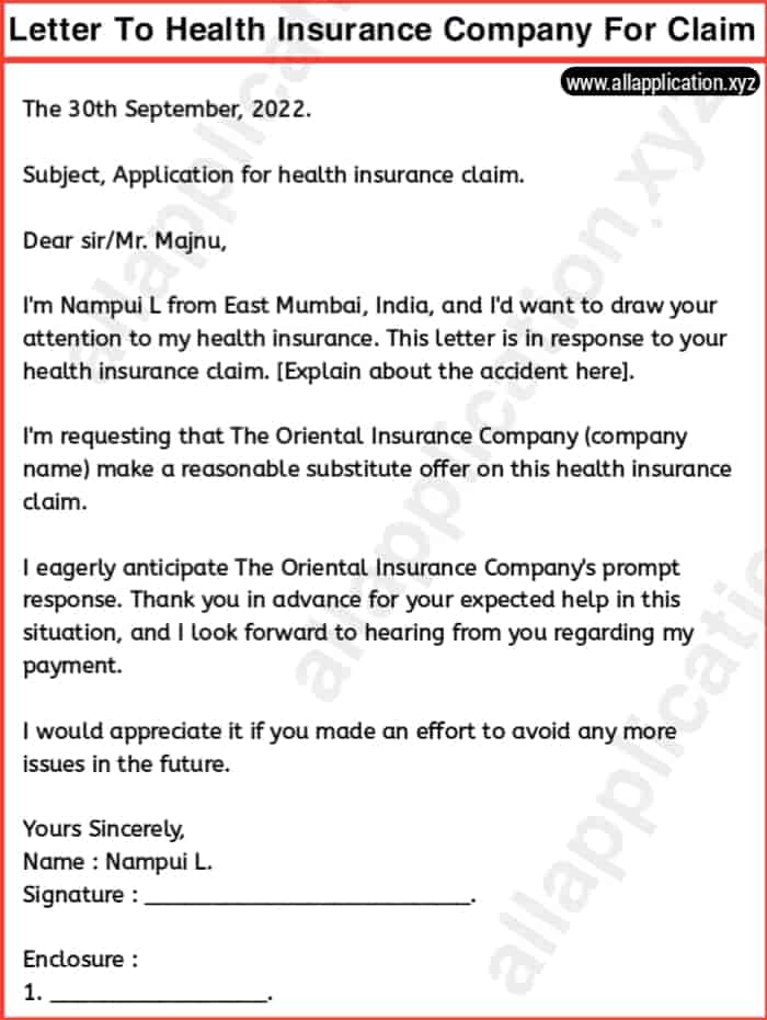 How to write a letter to Health Insurance company for claim (3+ SAMPLES).