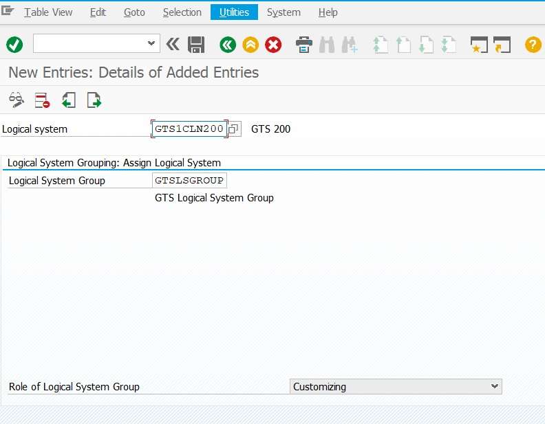 Assign Logical System to Logical System Group