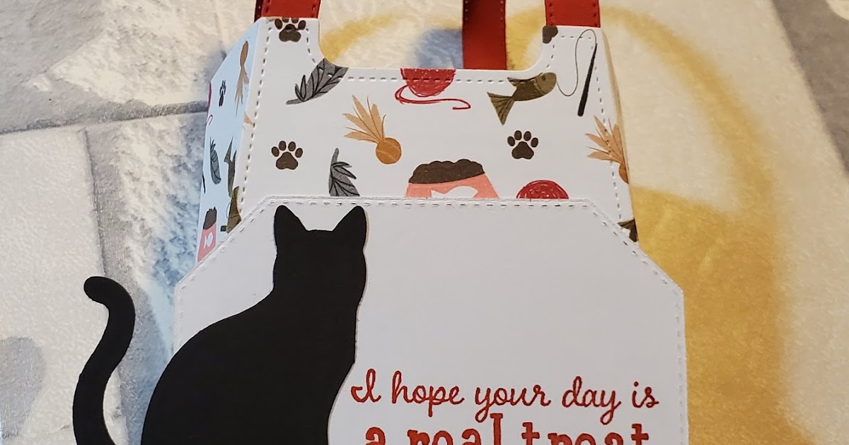 Stamp with Roberta Cat Treat holder using all Dressed up dies