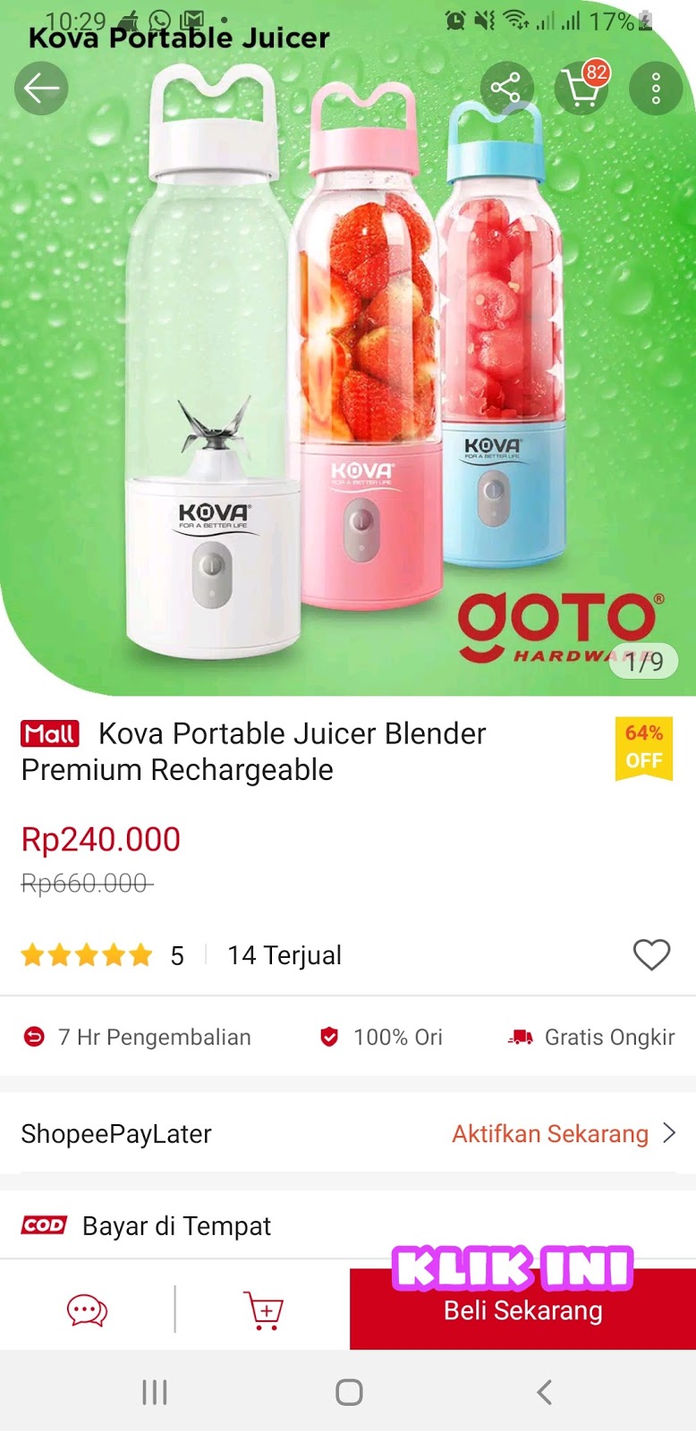Juicer Blender Portable Elektrik Awet Bagus Untuk Buah, Es Batu
