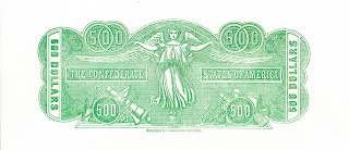 $100 Confederate bill back, printed in green ink