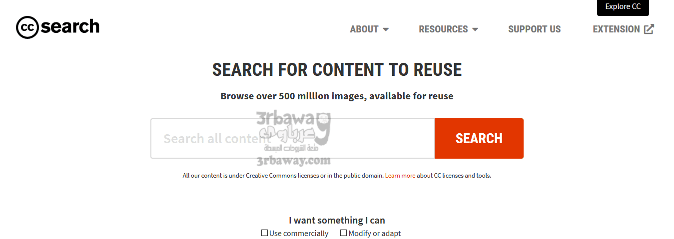 موقع CC Search مخصص للبحث عن المحتوى لإعادة استخدامه
