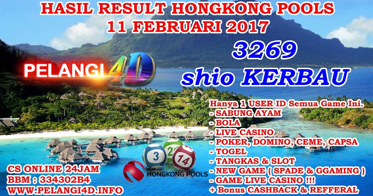 RESULT HONGKONG POOLS TANGGAL 11 FEBRUARI 2017
