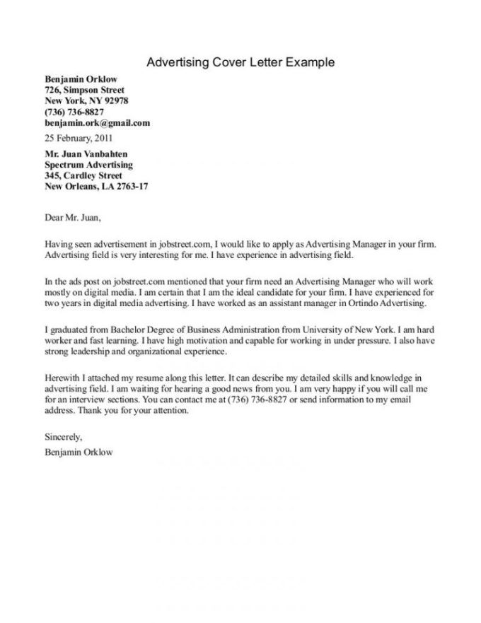 Cover Letter Sample Jobstreet Sample Letter