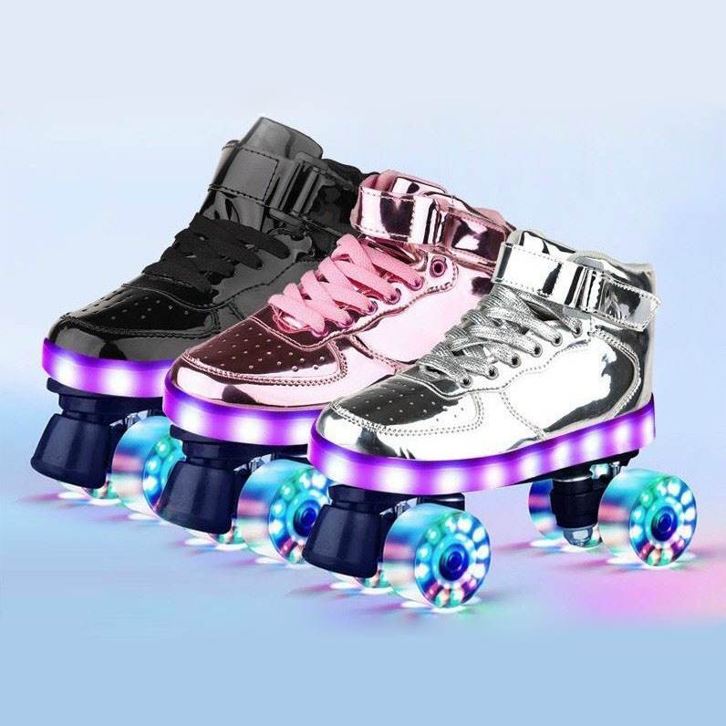 Giày trượt patin phát sáng cao cấp có đế giày và 4 bánh phát sáng
