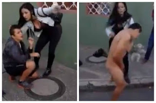 Mulher reage a assalto e faz ladrão correr pelado pela rua; veja vídeo