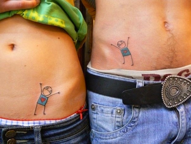 Happy friends matching tattoo