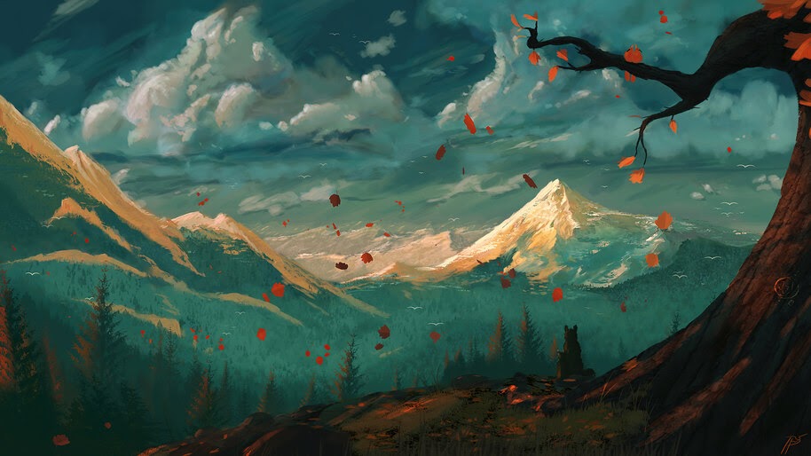 #8.1389, Mountain, Landscape, Scenery, Art, 4K Wallpaper