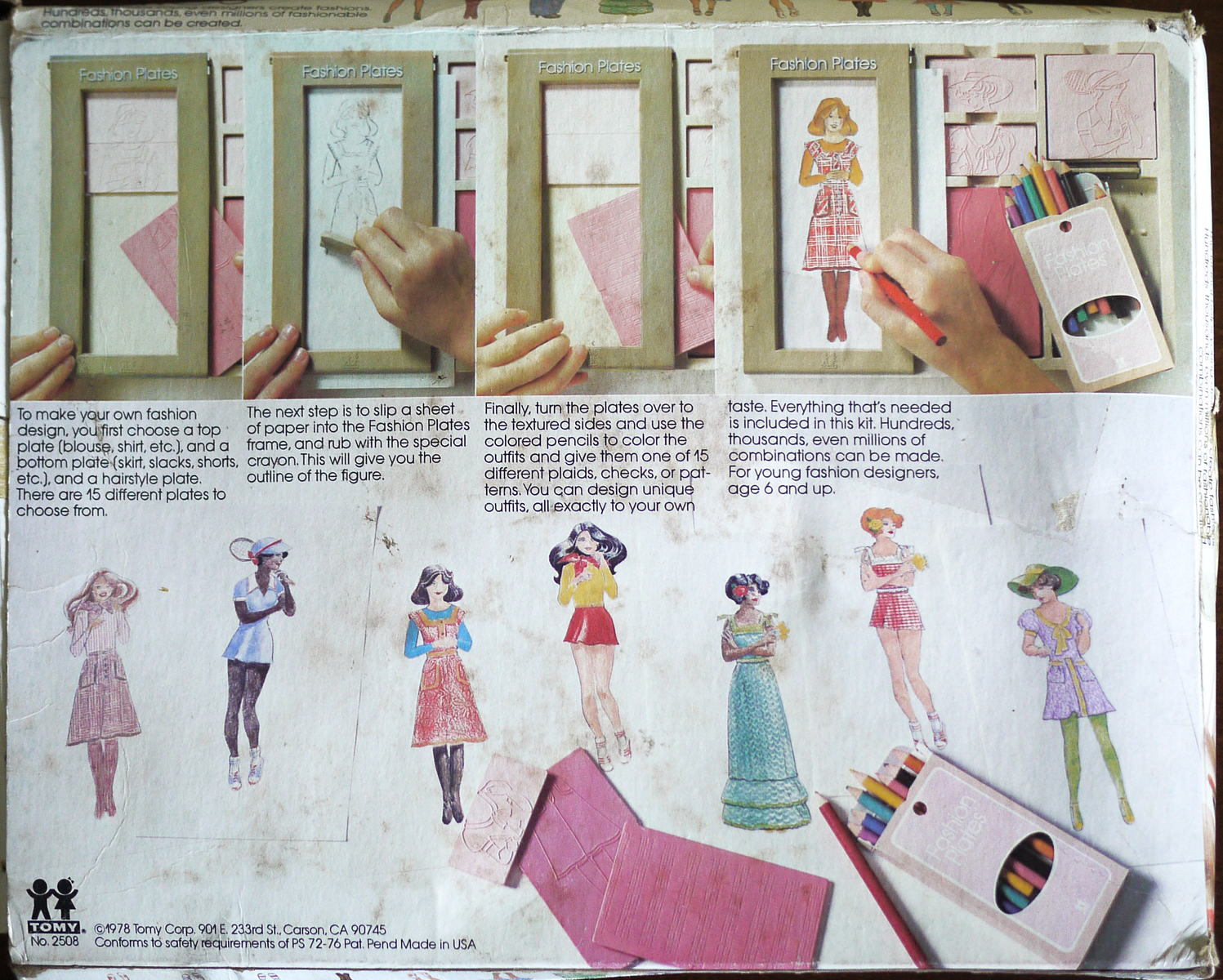Vintage 1980s Tomy Fashion Plates and Great Greetings Rubbing Sets