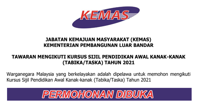 Tawaran Mengikuti Kursus Sijil Pendidikan Awal Kanak Kanak Tabika Taska Tahun 2021 Jobcari Com Jawatan Kosong Terkini