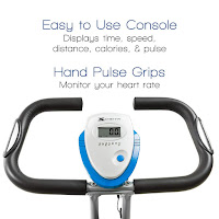 Xterra FB150 Exercise Bike's LCD console & multi-grip handlebars with pulse sensors, image