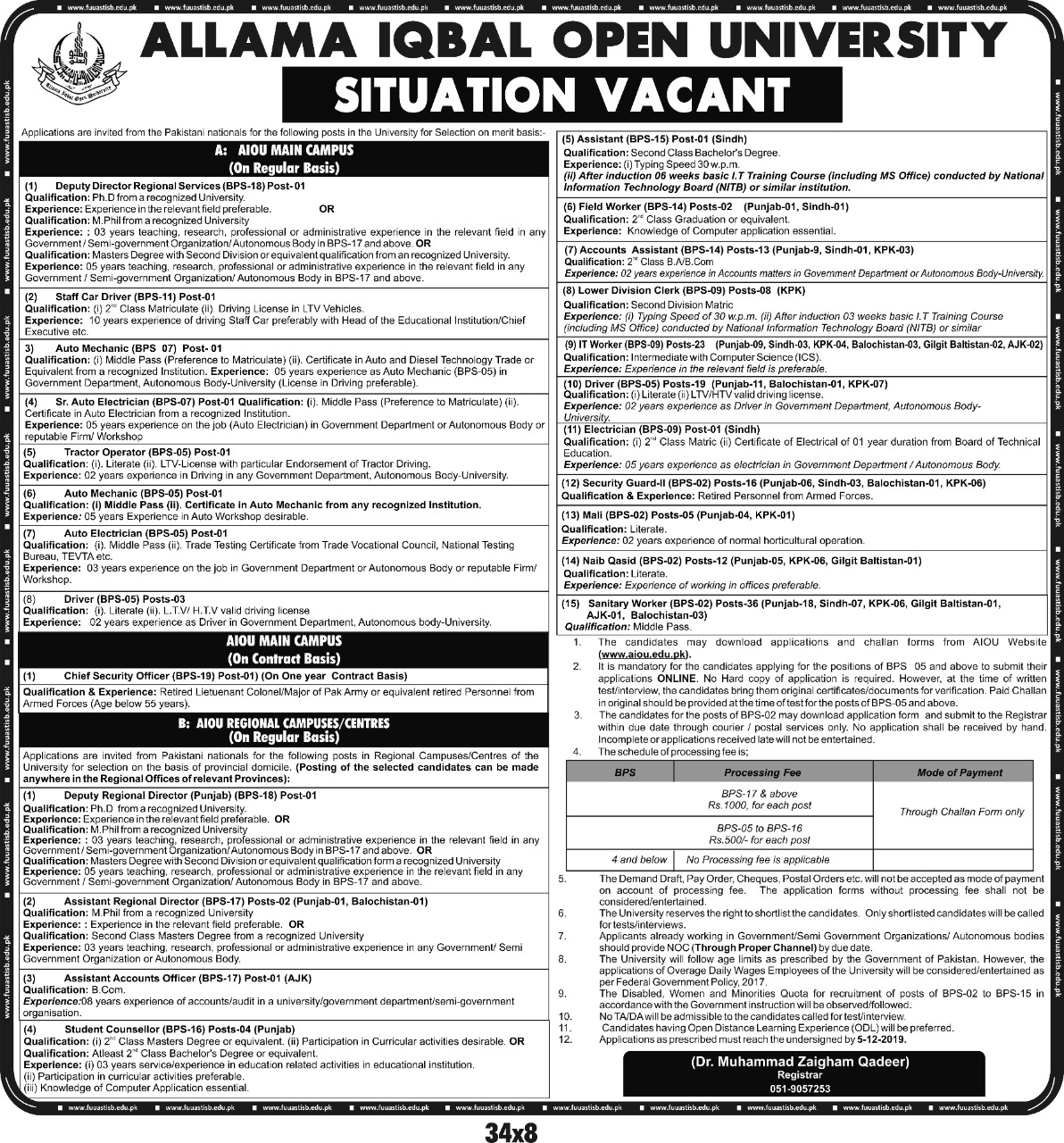 Allama iqbal open university admission image
