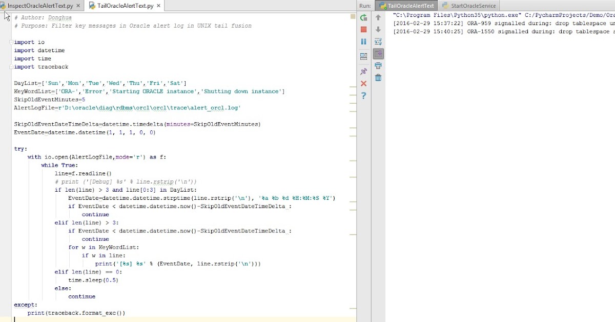 Donghua's Blog DBAGlobe Use Python to filter key messages in Oracle
