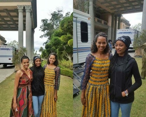 Grass to Grace: Banned Hausa Actress, Rahama Sadau Spotted with Akon & Others on a Movie Set in L.A (Photos)