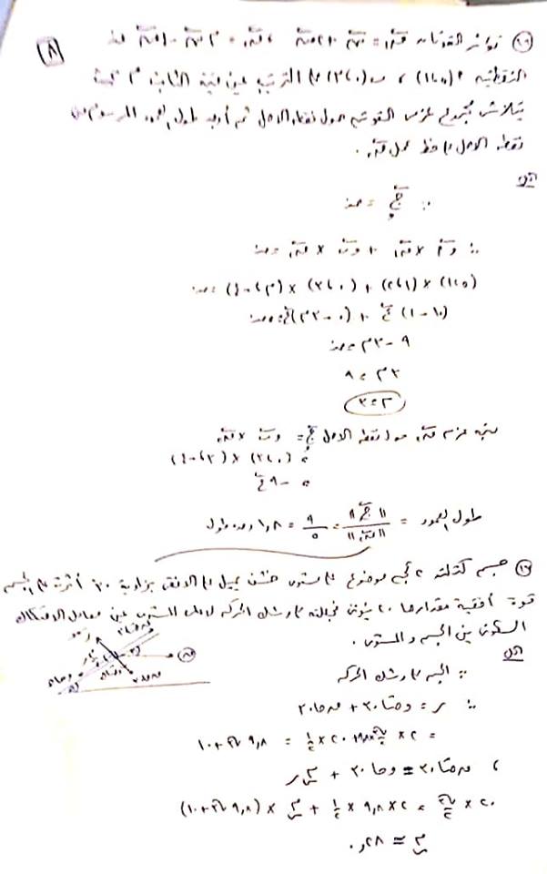 إجابة امتحان الاستاتيكا للثانوية العامة 2019