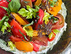 Tomato Salad w/ Mascarpone + Wasabi Dressing