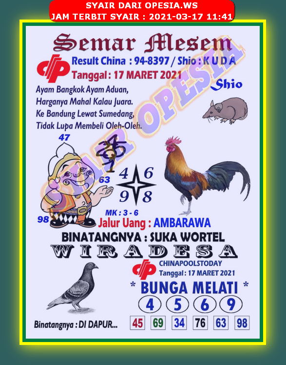 Syair Harian Sgp 17 Maret 2021 Kode Syair Sgp Hk Sd Motesia
