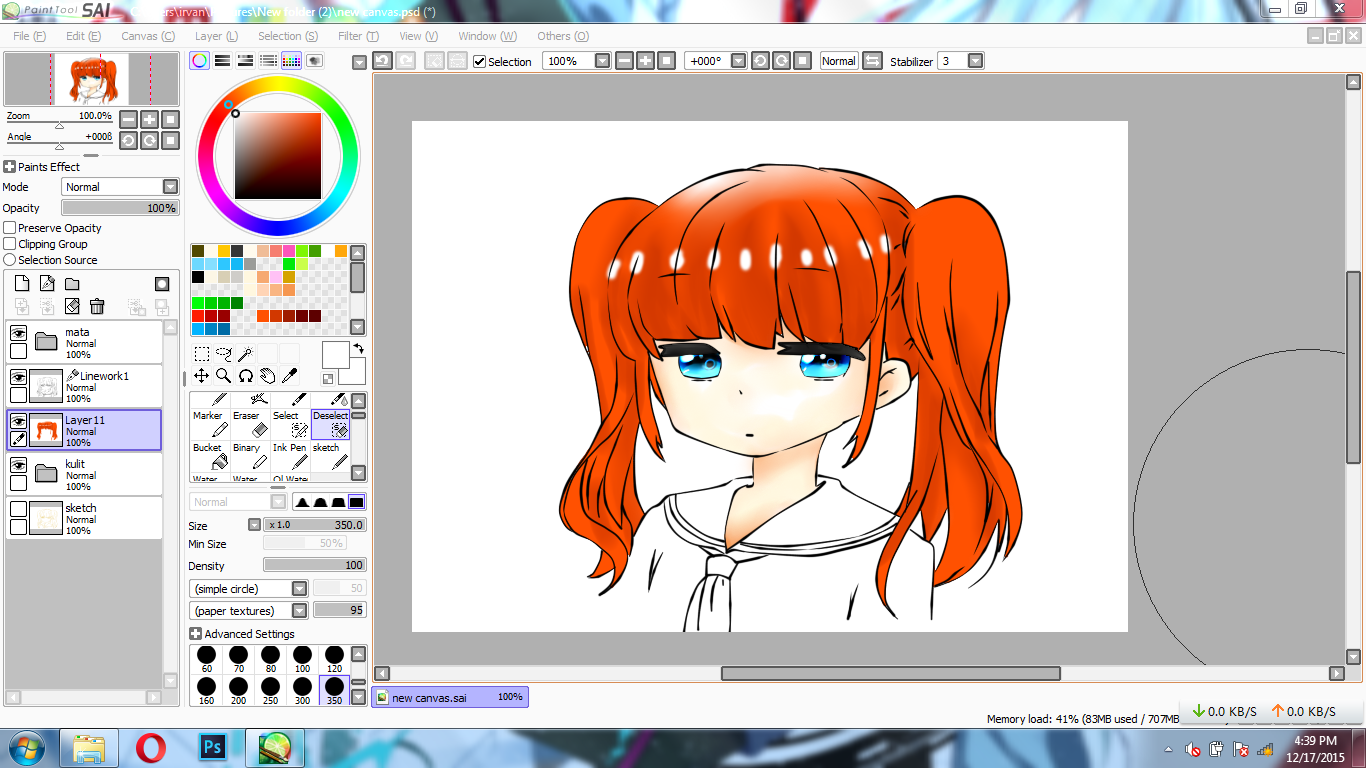 Paint tool SAI Tutorial : Cara Mewarnai rambut Anime - Cuma - Kreatif