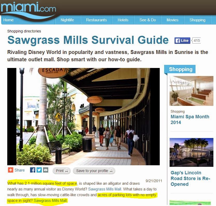 Sawgrass Mills Outlet in Miami, The biggest Outlet in Florida