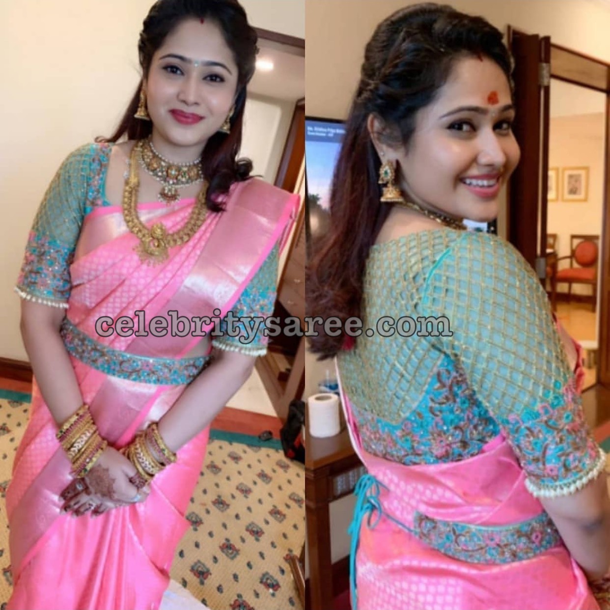 Priya Atlee in Baby Pink Traditional Saree - Saree Blouse Patterns