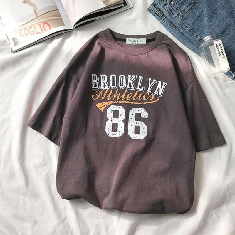 ÁO THUN TAY LỠ FORM RỘNG UNISEX HÌNH BROOKLYN FREESIZE