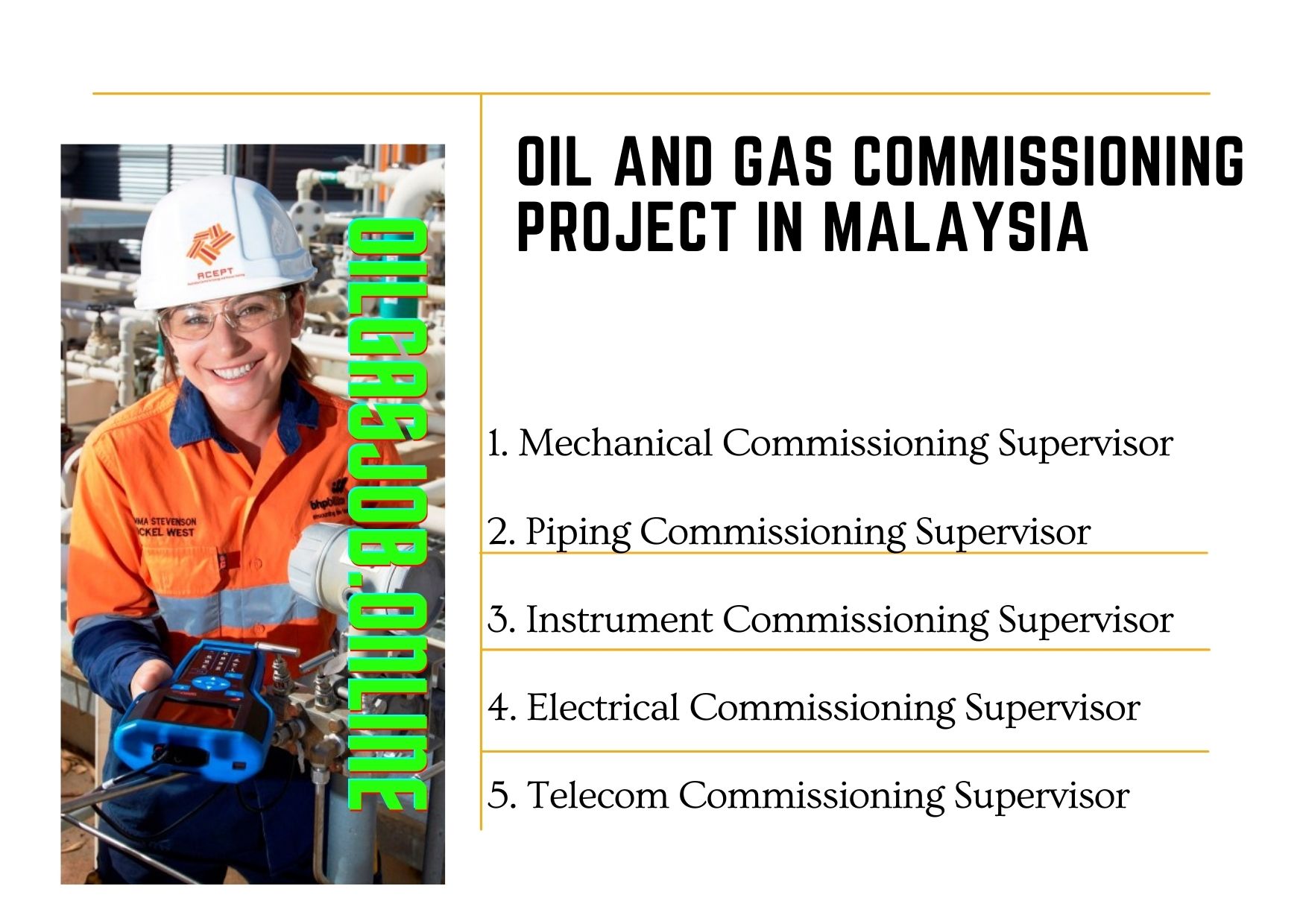 Oil and gas commissioning project in Malaysia