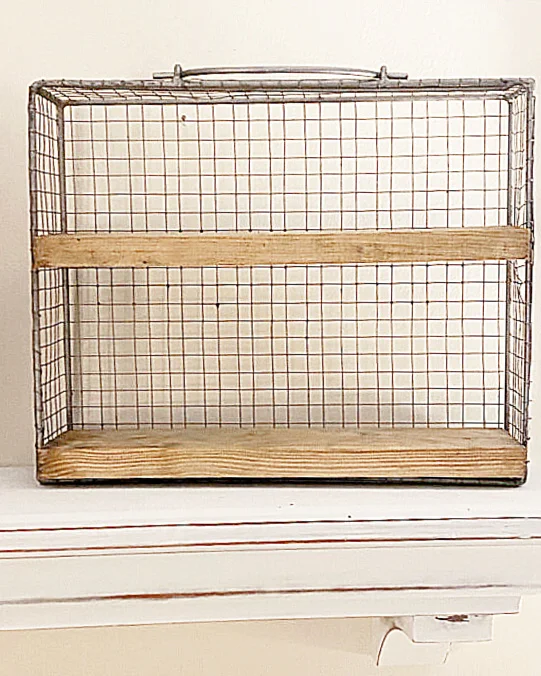 Wire drawer with stained shelves