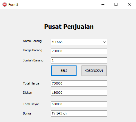 Contoh Program Penjualan Barang Delphi Sederhana
