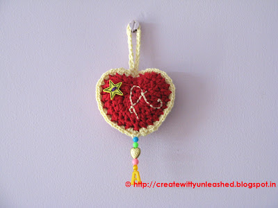 Crochet heart tag