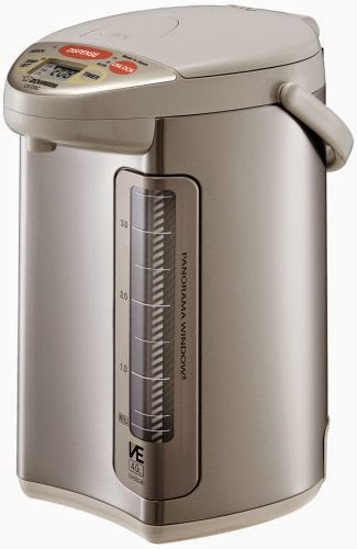 Zojirushi CV-DSC40 VE Hybrid Water Boiler & Warmer, review, large 4 liter capacity, 208, 195 or 175 degrees F water temperature, vacuum insulation to save electricity, keep warm mode, 6-10 hours timer