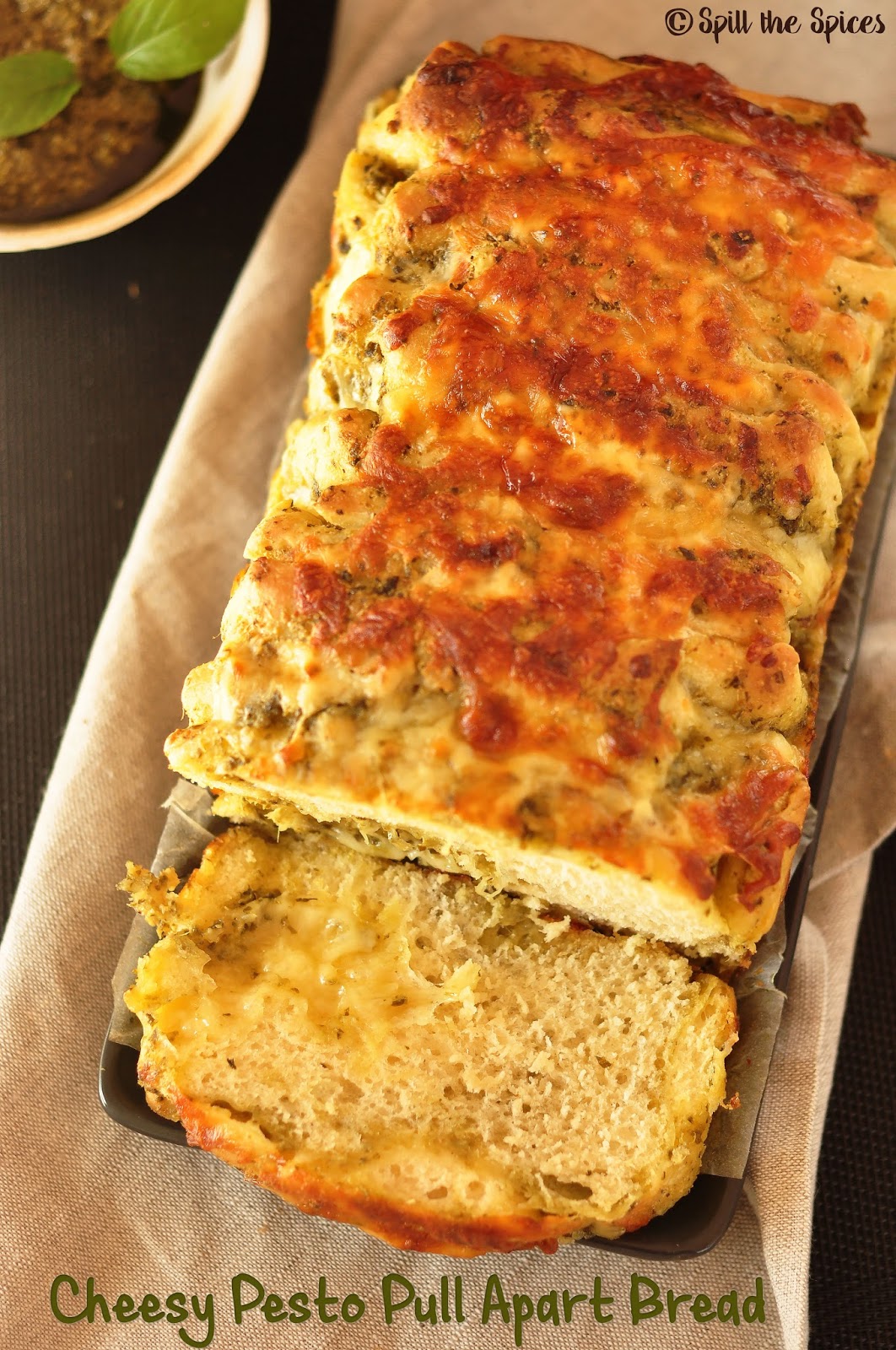 Cheesy Pesto Pull Apart Bread BreadBakers Spill the Spices
