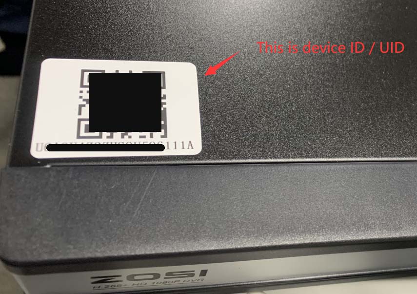 How to find Zosi Device ID or UID