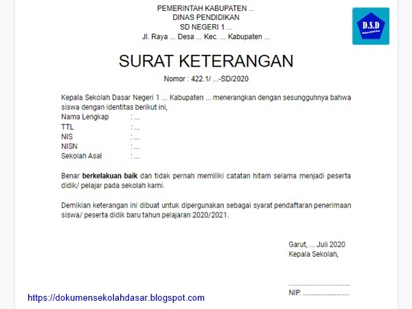 Pembahasan dan Contoh Surat Keterangan Kelakuan Baik Siswa