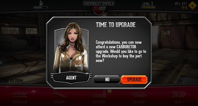 Screenshot of a popup with the Agent character telling players they can afford a new upgrade
