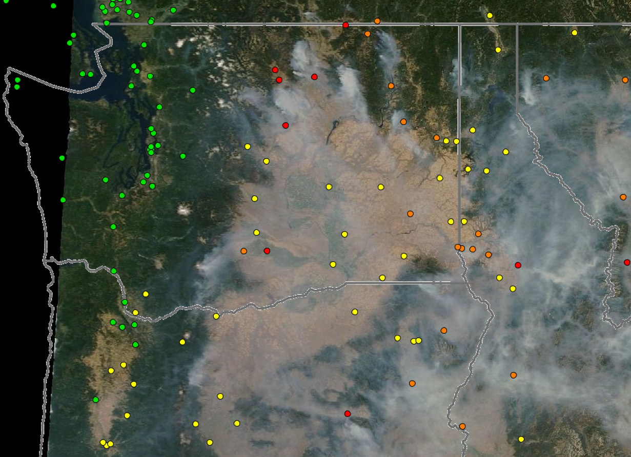Washington Smoke Information: Satellite image and air quality data for ...