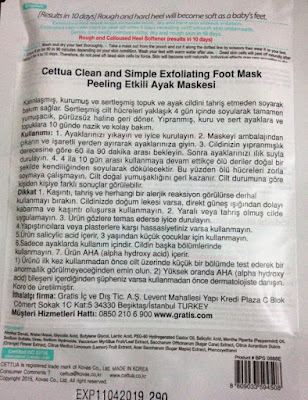 Cettua Clean And Simple Exfoliating Foot Mask Peeling Etkili Ayak Maskesi