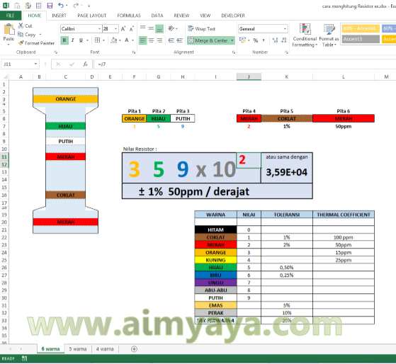  Gambar: Contoh Menghitung Nilai Resistor dengan Microsoft Excel