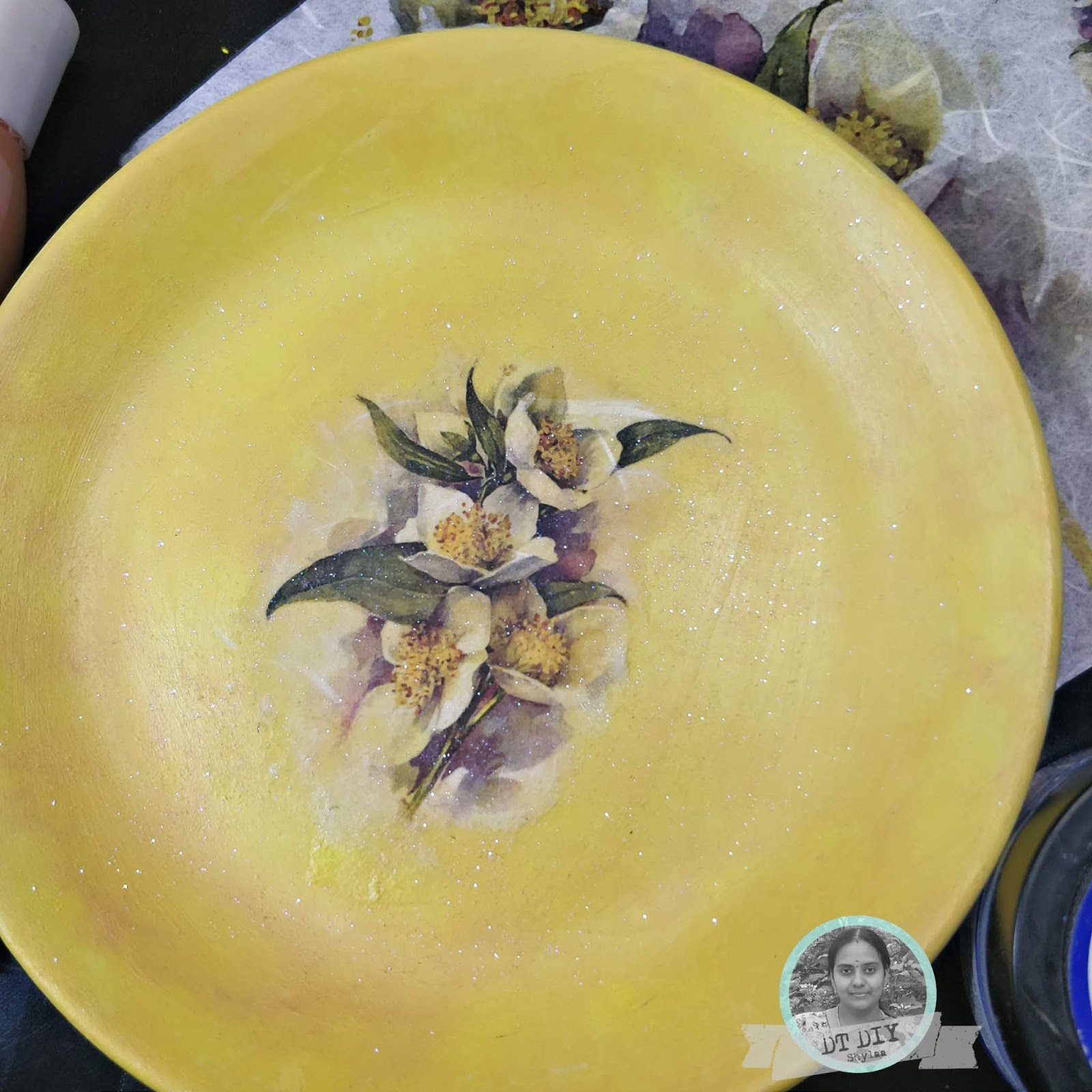 Adhiraacreations DIY decoupage on ceramic plate tutorial