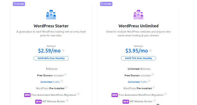 Dreamhost shared hosting plans Wp starter and WP Business Plan