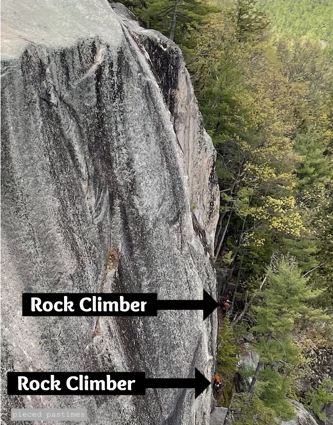 Rock Climbers on Cathedral Ledge in NH at Pieced Pastimes